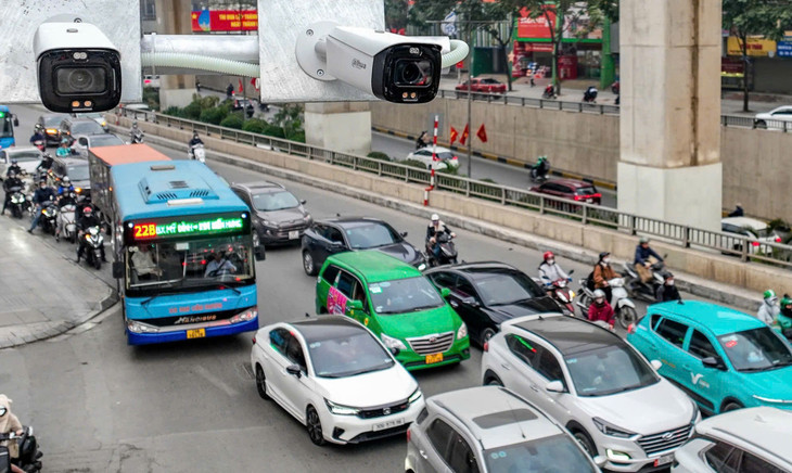 Camera giám sát trên đường Nguyễn Trãi, đoạn gần ngã tư Nguyễn Trãi - Khuất Duy Tiến