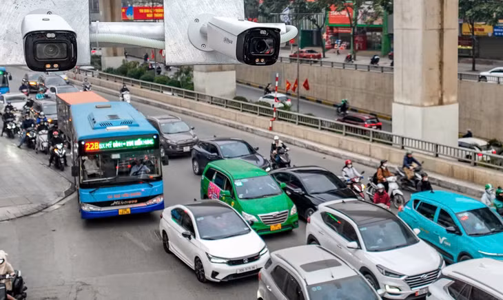 Camera giám sát trên đường Nguyễn Trãi, đoạn gần ngã tư Nguyễn Trãi - Khuất Duy Tiến