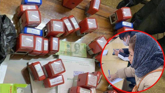 Lê Thị Hạnh cùng tang vật vụ án