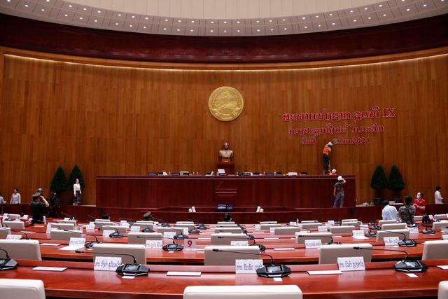 Được biết, công trình Nhà Quốc hội trị giá hơn 111 triệu USD được hoàn thành là nơi tổ chức kỳ họp Quốc hội; tổ chức nghi lễ quan trọng của đất nước Lào. Ảnh: Bộ Xây dựng