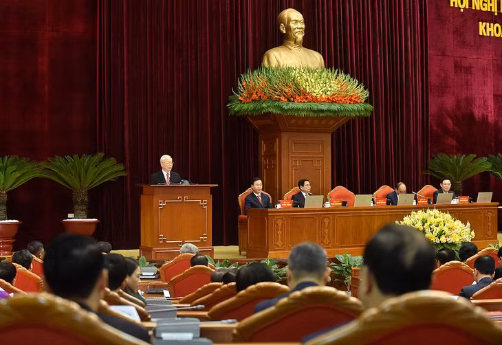 Thay mặt Bộ Chính trị, Ban Bí thư, Tổng Bí thư, Chủ tịch nước Nguyễn Phú Trọng phát biểu khai mạc Hội nghị.