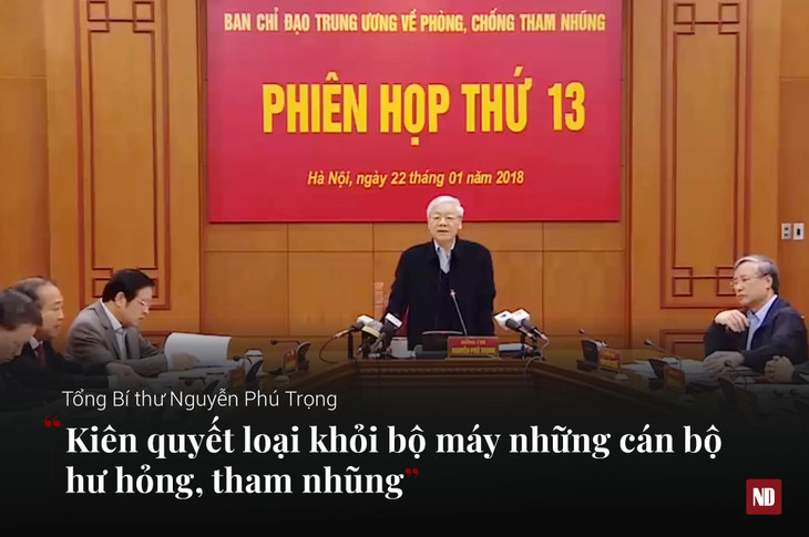 Tổng Bí thư phát biểu tại phiên họp thứ 13 Ban chỉ đạo Trung ương về phòng, chống tham nhũng, ngày 22/1/2018.