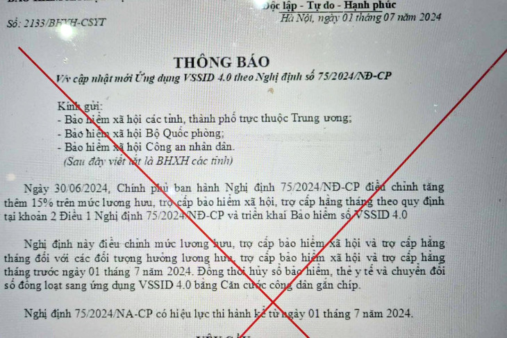 Nội dung văn bản giả mạo