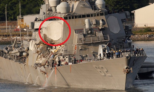 Dàn khí tài phòng thủ không bảo vệ nổi chiến hạm Mỹ trước tàu hàng ảnh 1