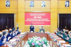 Thường trực Ban Bí thư Trần Cẩm Tú chủ trì Công bố quyết định kiểm tra, giám sát Ban Thường vụ Quân uỷ Trung ương - Ảnh: TTXVN