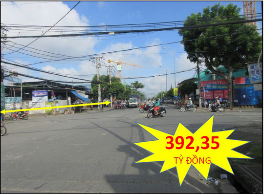 Lô bất động sản trên đường Hòa Bình, quận Tân Phú giá khởi điểm 392,35 tỷ đồng được Sacombank rao bán