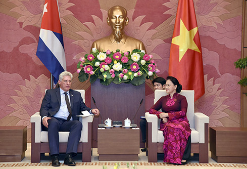 Chủ tịch Quốc hội Nguyễn Thị Kim Ngân hội kiến Chủ tịch Hội đồng Nhà nước và Hội đồng Bộ trưởng Cộng hòa Cuba Miguel Mario Diaz Canel Bermudes. Ảnh: Đại biểu nhân dân