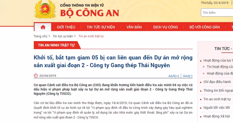 Khởi tố, bắt tạm giam nguyên Chủ tịch HĐQT Tổng Công ty thép Việt Nam