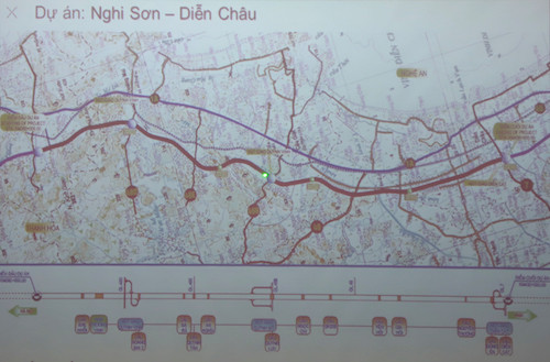 Sơ đồ tuyến cao tốc đoạn Nghi Sơn (Thanh Hóa) - Diễn Châu (Nghệ An).