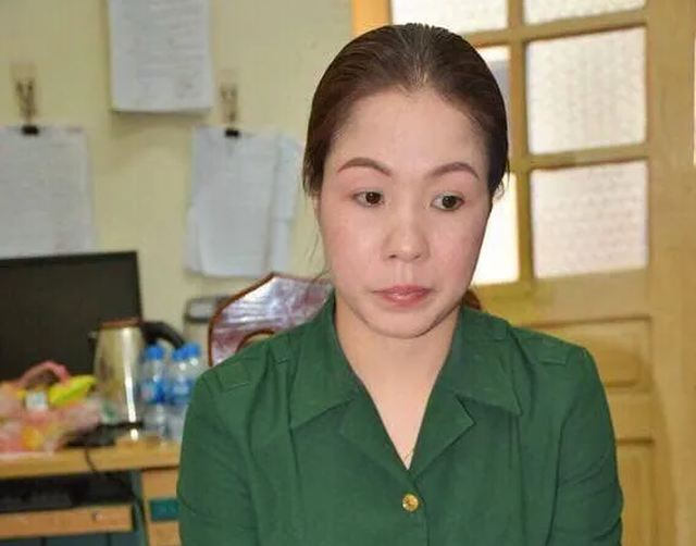 Lê Thị Phương tại cơ quan công an (Ảnh: CA TP Hà Nội).