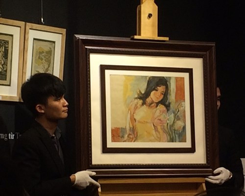 Bức tranh “Tình yêu đầu tiên” tại phiên đấu giá.