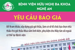 Bệnh viện Hữu nghị Đa khoa Nghệ An thông báo yêu cầu báo giá