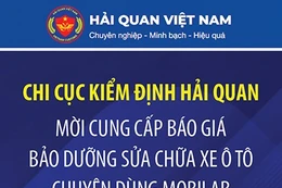 Chi cục Kiểm định hải quan thông báo “V/v đăng tải thông tin cung cấp báo giá bảo dưỡng sửa chữa xe ô tô chuyên dùng Mobilab”
