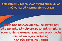 BAN QLDA CÁC CÔNG TRÌNH GIAO THÔNG VÀ DÂN DỤNG TỈNH GIA LAI THÔNG BÁO MỜI NHÀ THẦU QUAN TÂM