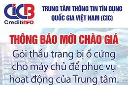 Trung tâm thông tin tín dụng Quốc gia Việt Nam (CIC) thông báo mời chào giá