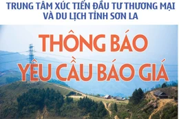 Trung tâm Xúc tiến Đầu tư, Thương mại và Du lịch tỉnh Sơn La yêu cầu báo giá 
