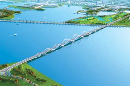 Phối cảnh Dự án Đầu tư xây dựng công trình cầu trên tuyến đường bộ ven biển kết nối An Biên - thành phố Rạch Giá. Ảnh phối cảnh: Kiên Việt