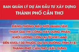 Ban Quản lý dự án đầu tư xây dựng thành phố Cần Thơ thông báo