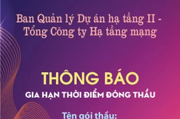 Ban Quản lý dự án Hạ tầng II thông báo gia hạn thời điểm đóng thầu