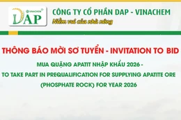 THÔNG BÁO MỜI SƠ TUYỂN - INVITATION TO BID