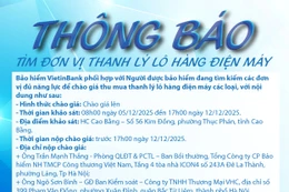 Thông báo tìm đơn vị thanh lý lô hàng điện máy 
