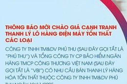 Thông báo mời chào giá cạnh tranh thanh lý lô hàng điện máy tổn thất các loại
