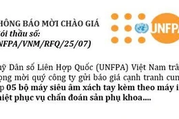 Quỹ Dân số Liên Hợp Quốc (UNFPA) Việt Nam thông báo mời chào giá