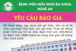 Bệnh viện Hữu nghị Đa khoa Nghệ An thông báo yêu cầu báo giá