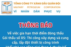 Tổng công ty Xăng dầu Quân đội thông báo việc gia hạn thời điểm đóng thầu