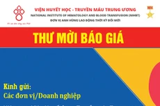Viện Huyết học - Truyền máu Trung ương thông báo thư mời báo giá