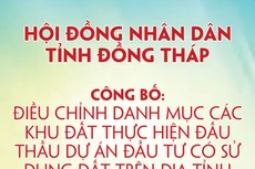 Điều chỉnh Danh mục các khu đất thực hiện đấu thầu dự án đầu tư có sử dụng đất trên địa bàn tỉnh Đồng Tháp