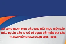 Bổ sung Danh mục các khu đất thực hiện đấu thầu dự án đầu tư có sử dụng đất trên địa bàn TP. Hải Phòng giai đoạn 2025-2026