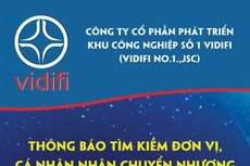 Công ty VIDIFI NO.1 thông báo chuyển nhượng cổ phần 