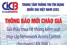 Trung tâm Thông tin tín dụng Quốc gia Việt Nam (CIC) thông báo mời chào giá
