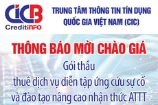 Trung tâm Thông tin tín dụng Quốc gia Việt Nam (CIC) thông báo mời chào giá 