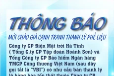 Thông báo mời chào giá cạnh tranh thanh lý phế liệu