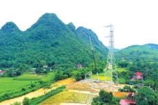 Đến ngày 15/7/2025, Dự án Đường dây 500kV Lào Cai - Vĩnh Yên đã hoàn thành thi công 450/468 vị trí móng, dựng 190/468 cột và kéo dây 2/242 khoảng néo. Ảnh: Lê Tiên