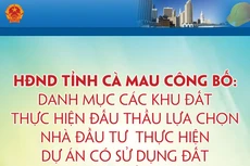 Danh mục các khu đất thực hiện đấu thầu lựa chọn nhà đầu tư thực hiện dự án đầu tư có sử dụng đất trên địa bàn tỉnh Cà Mau