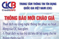 Trung tâm thông tin tín dụng Quốc gia Việt Nam (CIC) thông báo mời chào giá 