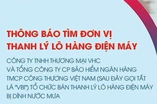 Thông báo tìm đơn vị thanh lý lô hàng điện máy 