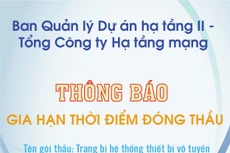 Ban Quản lý dự án Hạ tầng II thông báo gia hạn thời điểm đóng thầu
