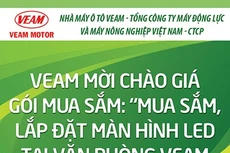 Tổng công ty Máy động lực và Máy nông nghiệp Việt Nam - CTCP mời chào giá gói mua sắm “Mua sắm, lắp đặt màn hình LED tại Văn phòng VEAM lần 2”