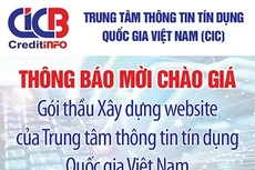 Trung tâm Thông tin tín dụng Quốc gia Việt Nam (CIC) thông báo mời chào giá