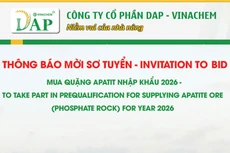 THÔNG BÁO MỜI SƠ TUYỂN - INVITATION TO BID