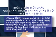 Thông báo mời chào giá cạnh tranh thanh lý xe ô tô BKS 98A – 689.98