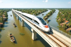 Tuyến đường sắt tốc độ cao Bắc Nam dài 1.541 km, đi qua 15 địa phương trên cả nước. Ảnh: AI