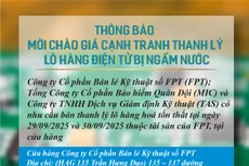 Mời chào giá cạnh tranh thanh lý lô hàng điện tử bị ngấm nước