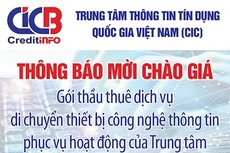 Trung tâm Thông tin tín dụng Quốc gia Việt Nam (CIC) thông báo mời chào giá 