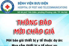 Bệnh viện Bưu điện thông báo mời chào giá