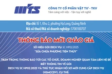 Công ty Cổ phần Vật tư - TKV thông báo mời chào giá gói dịch vụ SC HP02.2025 